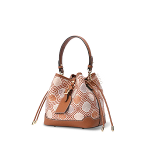 Side profile showing bucket bag contour and depth.