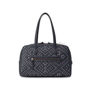 Zhuang Brocade Flying Swallow Motif Embroidered Leather Handbag - SinoCultural -- FJ110689