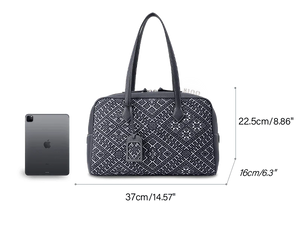 Zhuang Brocade Flying Swallow Motif Embroidered Leather Handbag - SinoCultural -- FJ110689