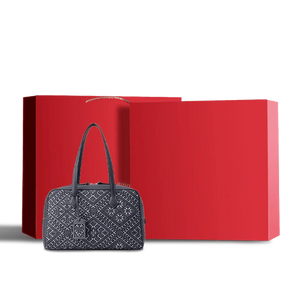 Zhuang Brocade Flying Swallow Motif Embroidered Leather Handbag - SinoCultural -- FJ110689