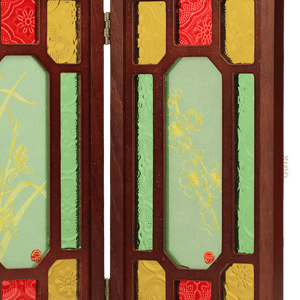 Hand-Embroidered Cantonese Mansion Window Ornament in Sandalwood Frame - SinoCultural -- BXL06WCS174A08