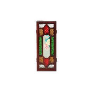 Hand Embroidery Peony Flower Rosewood Cantonese Mansion Window Ornament - SinoCultural -- BXL06WCS174A07