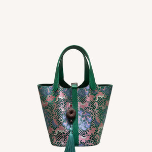 Longevity Peony Song Brocade Basket Bag | Mulberry Silk New Chinese-Style Tote-brocademodern