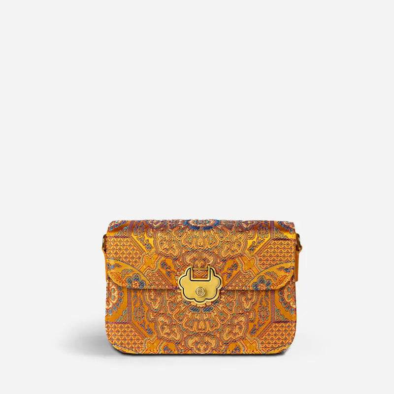 Song Brocade Leather Luxurious Clutch Handbag - SinoCultural -- W2144-4