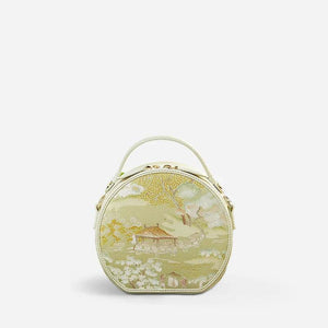 Chinese Painting Mulberry Silk Round Bag Luxury Handbag - SinoCultural -- P12065505
