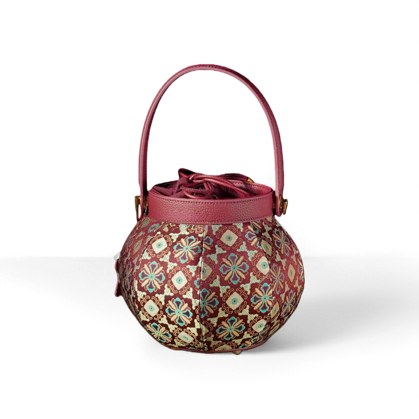 Song Brocade New Chinese Style Genuine Leather Lantern Bag