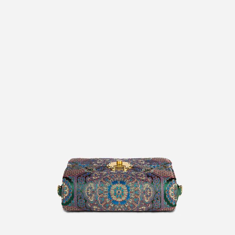 Song Brocade Leather Luxurious Clutch Handbag - SinoCultural -- W2144-1