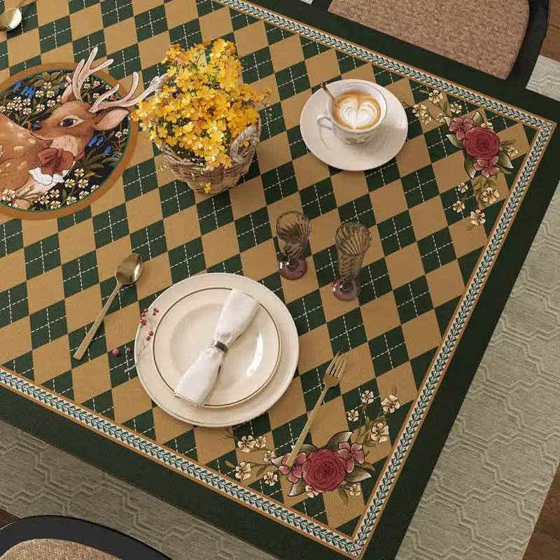 Christmas Limited Series Green Festive Reindeer Table Mat - SinoCultural -- HS-CZD1149-1