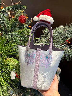Chinoiserie Luxury Song Brocade Basket Bag – Purple Butterflies