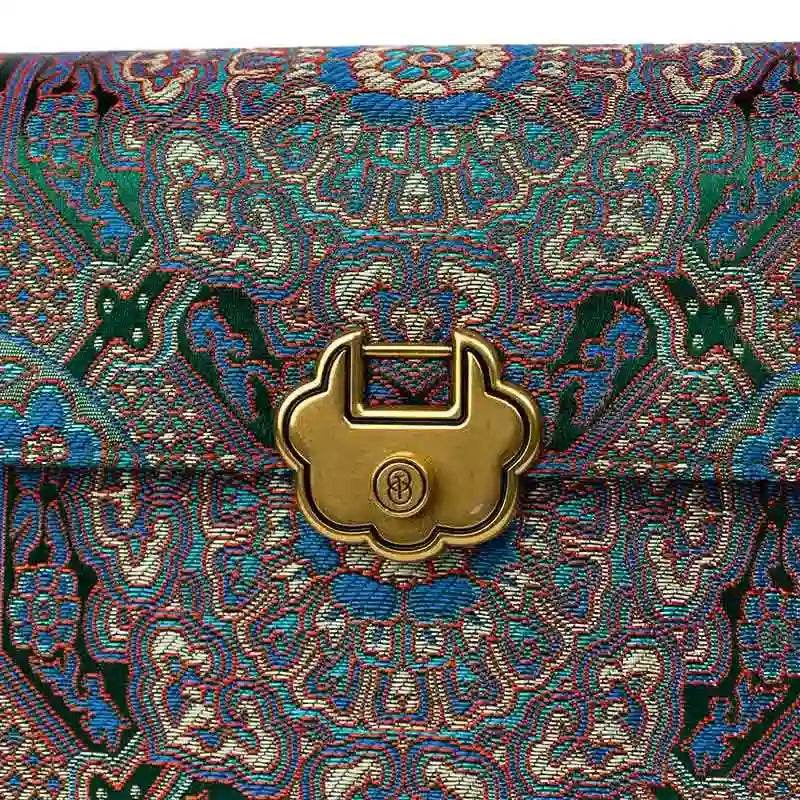 Song Brocade Leather Luxurious Clutch Handbag - SinoCultural -- W2144-1