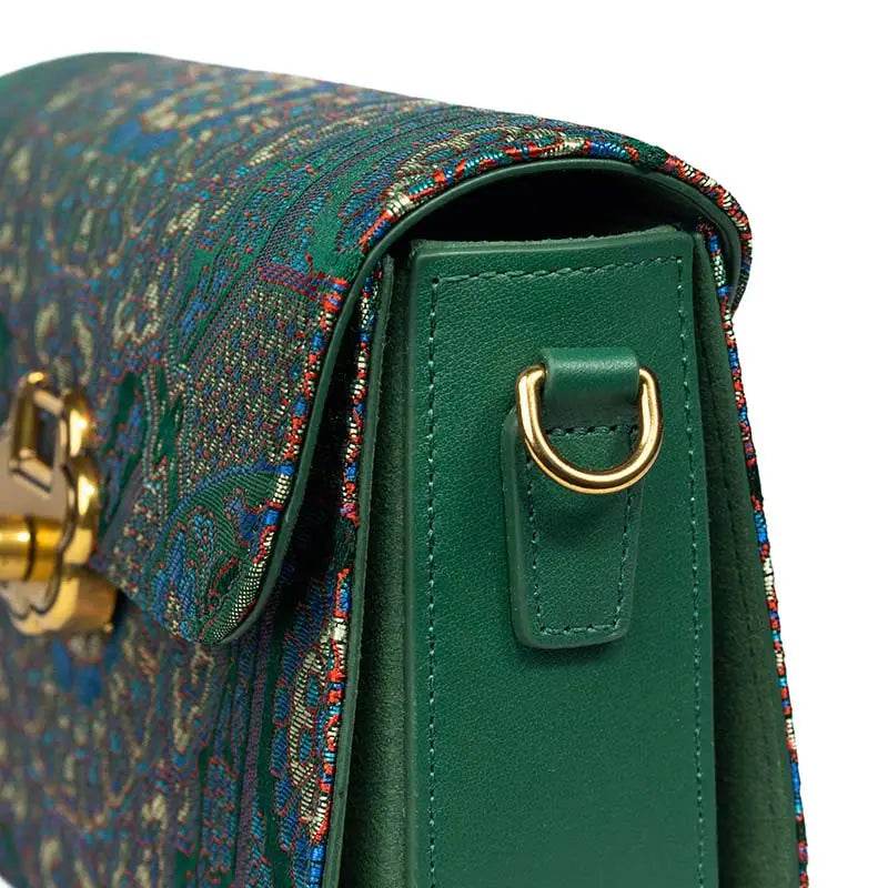 Song Brocade Leather Luxurious Clutch Handbag - SinoCultural -- W2144-1