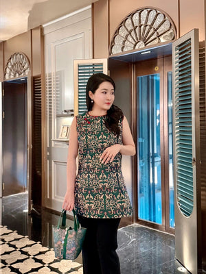 Longevity Peony Song Brocade Basket Bag | Mulberry Silk New Chinese-Style Tote-brocademodern