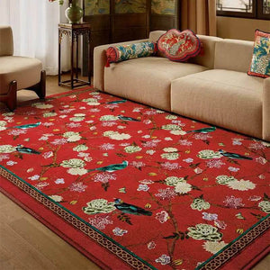 Chinoiserie Luxury Red Washable Living Room Area Rug - SinoCultural -- LZ003A140
