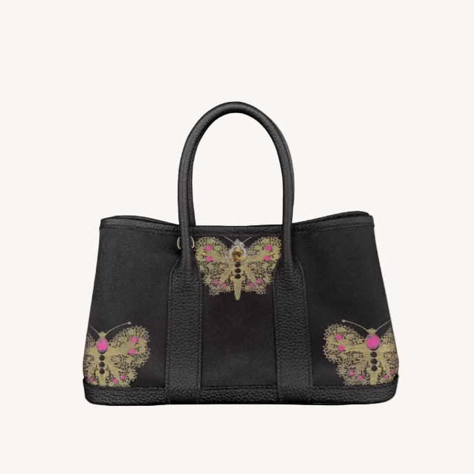 Song Brocade Garden Tote bag– Mulberry Silk & Top-Grain Leather