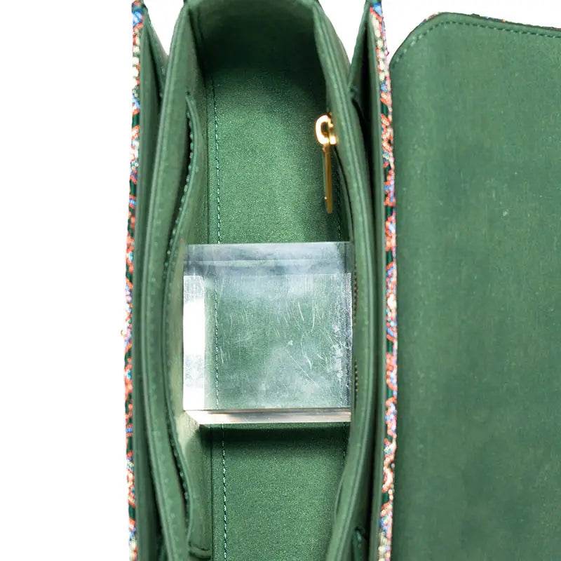 Song Brocade Leather Luxurious Clutch Handbag - SinoCultural -- W2144-1