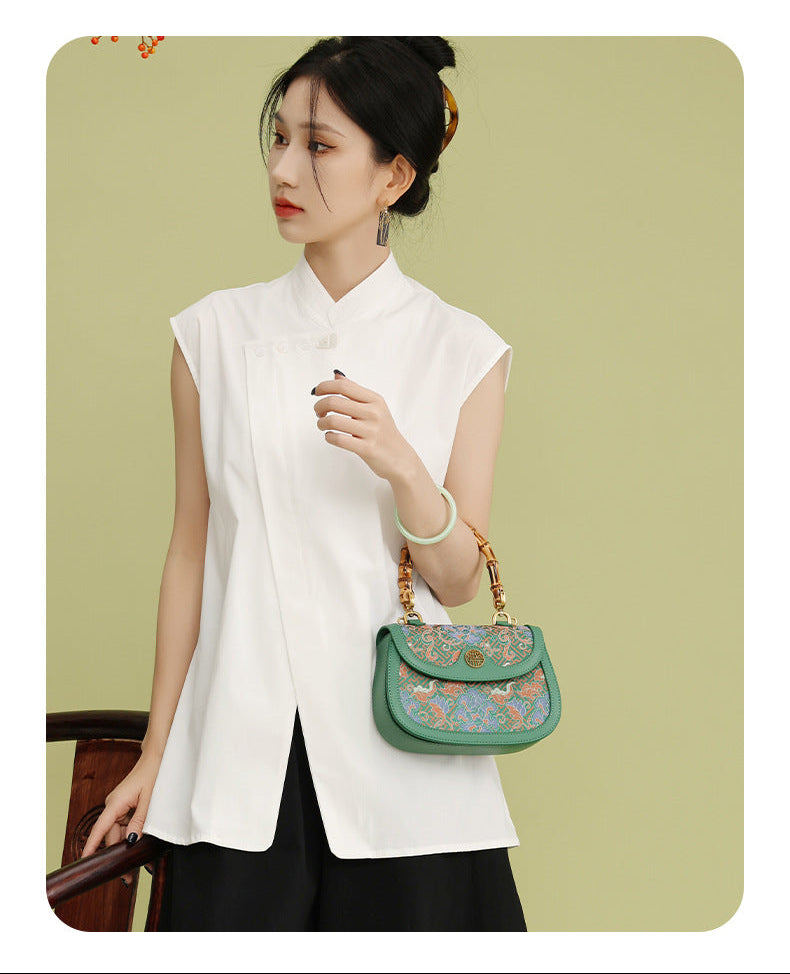 Song Brocade Bag New Chinese Style Genuine Leather Shoulder Bag