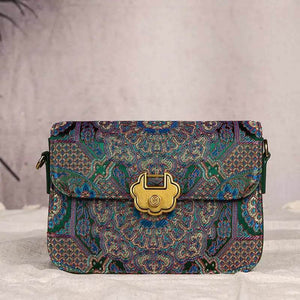Song Brocade Leather Luxurious Clutch Handbag - SinoCultural -- W2144-1