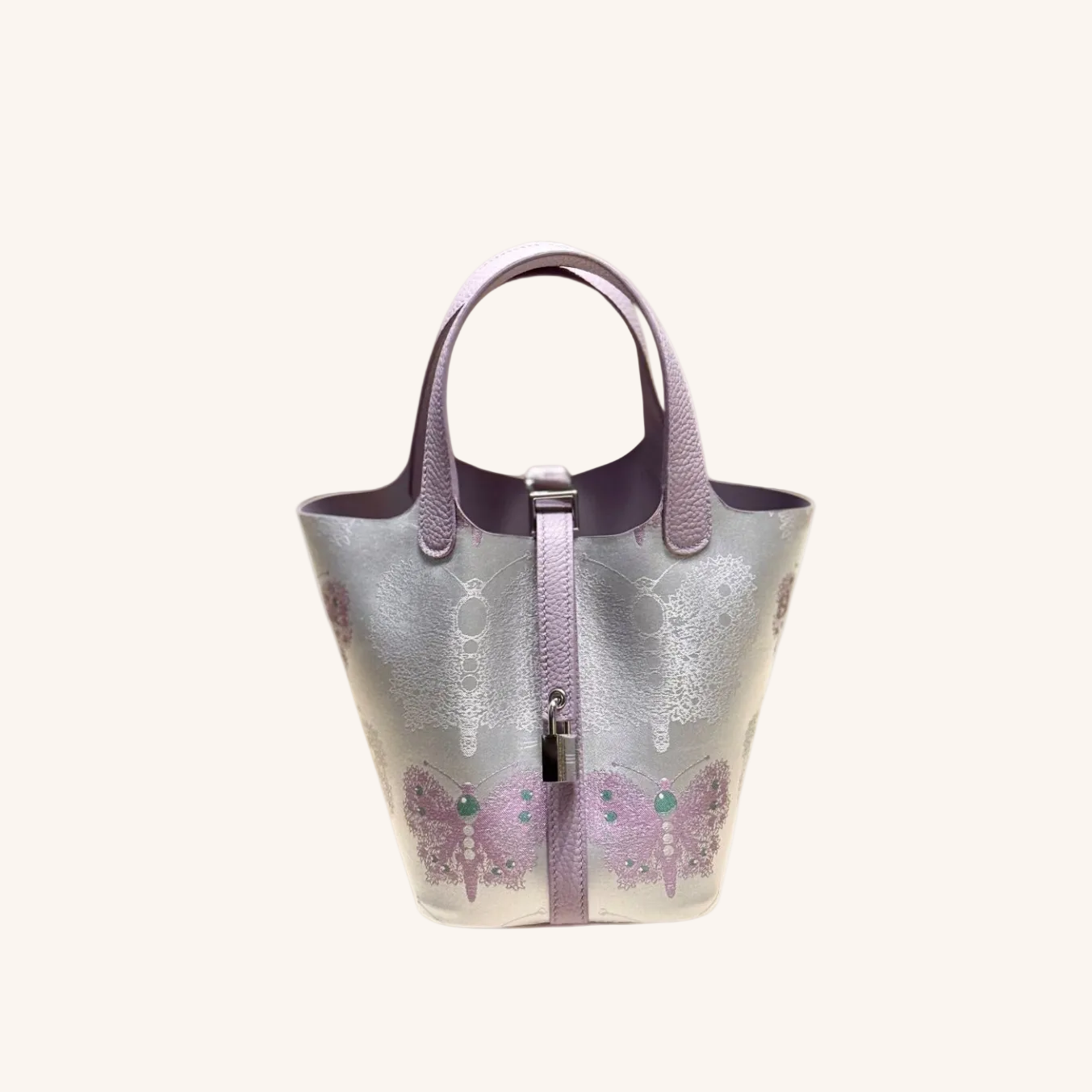 Song Brocade Silk & Leather Bucket Bag – Handmade Top Handle Bag