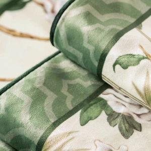 Chinoiserie Plush Green Living Room Rest Pouf - SinoCultural -- B48J0039-1-C