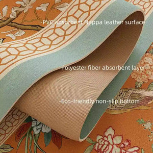 Chinoiserie Orange Bathroom Mat Anti-Slip Fan-Shaped Rug - SinoCultural -- LZ007A80