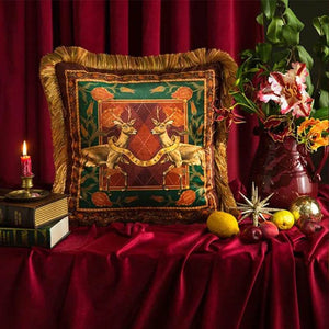 Christmas Limited Series Red Festive Reindeer Design Sofa Pillow - SinoCultural -- HS-SDBZ01