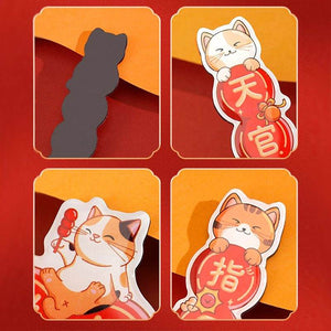 Chinese New Year Cute Cat Blessing Couplets Fridge Magnet Set - SinoCultural -- CNY026
