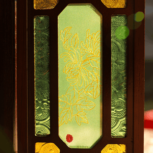 Hand-Embroidered Cantonese Mansion Window Ornament in Sandalwood Frame - SinoCultural -- BXL06WCS174A08