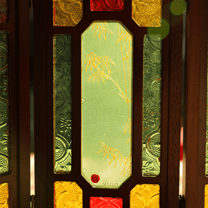 Hand-Embroidered Cantonese Mansion Window Ornament in Sandalwood Frame - SinoCultural -- BXL06WCS174A08