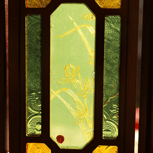 Hand-Embroidered Cantonese Mansion Window Ornament in Sandalwood Frame - SinoCultural -- BXL06WCS174A08
