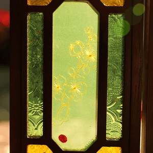 Hand-Embroidered Cantonese Mansion Window Ornament in Sandalwood Frame - SinoCultural -- BXL06WCS174A08