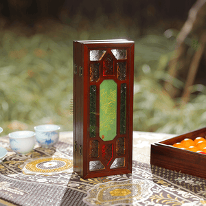 Hand-Embroidered Cantonese Mansion Window Ornament in Sandalwood Frame - SinoCultural -- BXL06WCS174A08