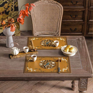 2-Piece Chinoiserie Vintage Classic Palace Style Thick Table Mat - SinoCultural -- TM043A3045