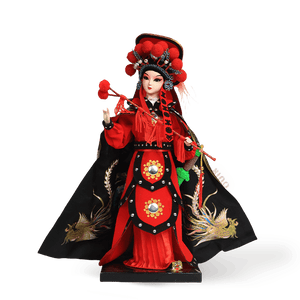 12-Inch Vintage Chinese Dolls - Handmade Peking Opera Mulan Art Collectible - SinoCultural -- T1201001
