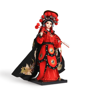 12-Inch Vintage Chinese Dolls - Handmade Peking Opera Mulan Art Collectible - SinoCultural -- T1201001