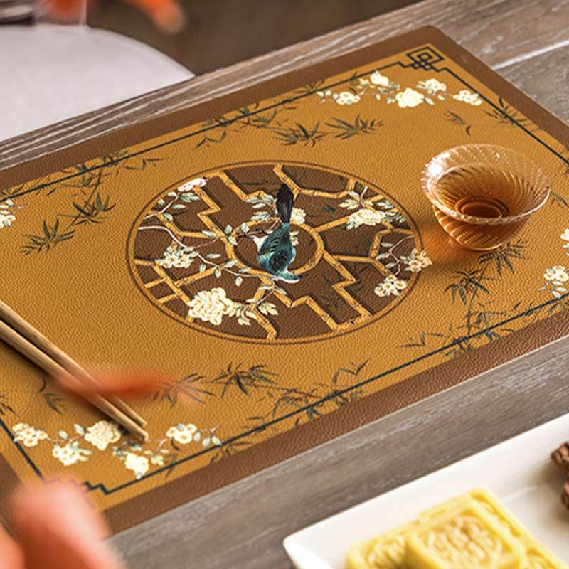 2-Piece Chinoiserie Vintage Classic Palace Style Thick Table Mat - SinoCultural -- TM043A3045