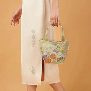 Embroidery Exquisite Floral Luxe Gold Basket Bag - SinoCultural -- P170605