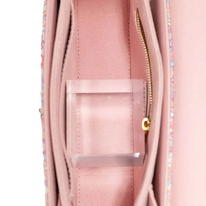 Song Brocade Leather Luxurious Powder Pink Clutch Handbag - SinoCultural -- W2144-2