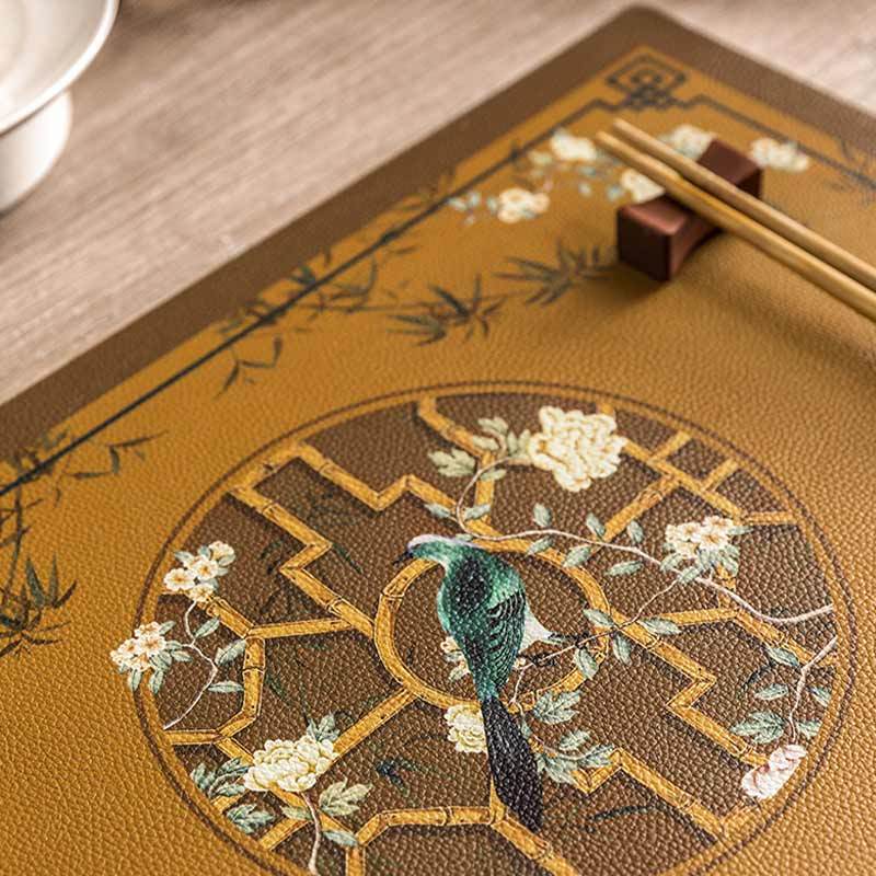 2-Piece Chinoiserie Vintage Classic Palace Style Thick Table Mat - SinoCultural -- TM043A3045