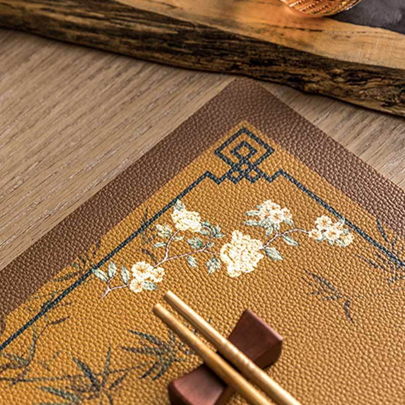 2-Piece Chinoiserie Vintage Classic Palace Style Thick Table Mat - SinoCultural -- TM043A3045