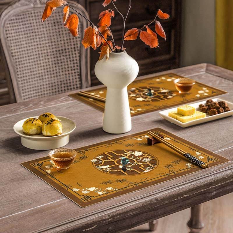 2-Piece Chinoiserie Vintage Classic Palace Style Thick Table Mat - SinoCultural -- TM043A3045