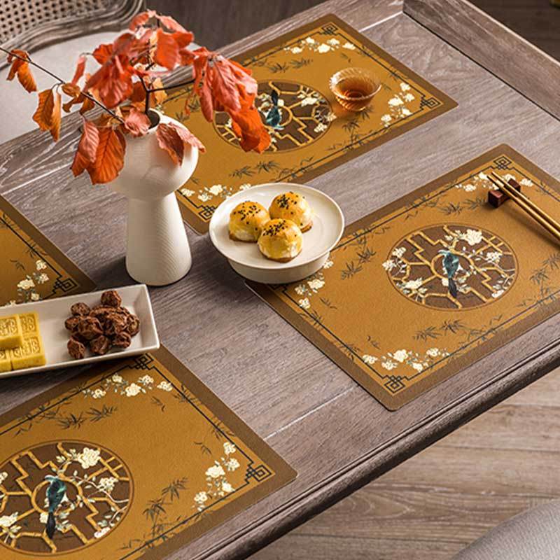 2-Piece Chinoiserie Vintage Classic Palace Style Thick Table Mat - SinoCultural -- TM043A3045