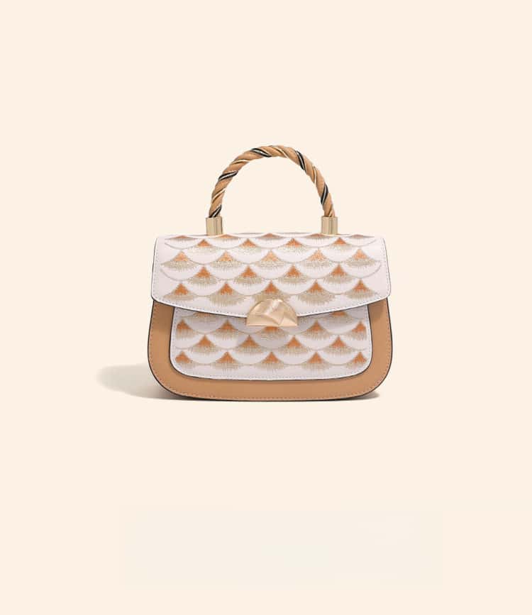 Jade Dragon Scale Glow Handbag-Modern Chinese Embroidered Top Handle Bag