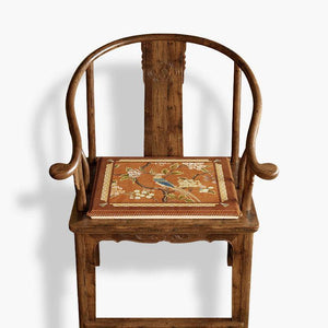 Chinoiserie Orange Chirp High-end Wooden Chair Cushion - SinoCultural -- SC007A38