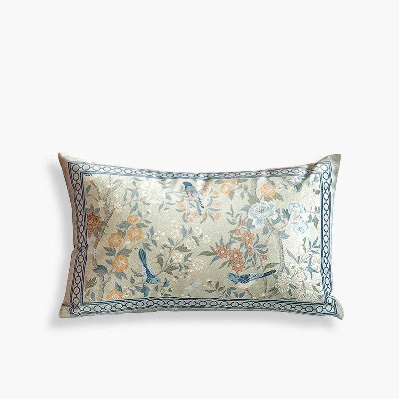 Chinoiserie Style Plush Printed Lumbar Pillow Cushion for Comfort - SinoCultural -- WP022A01
