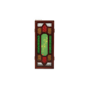 Hand-Embroidered Cantonese Mansion Window Ornament in Sandalwood Frame - SinoCultural -- BXL06WCS174A08