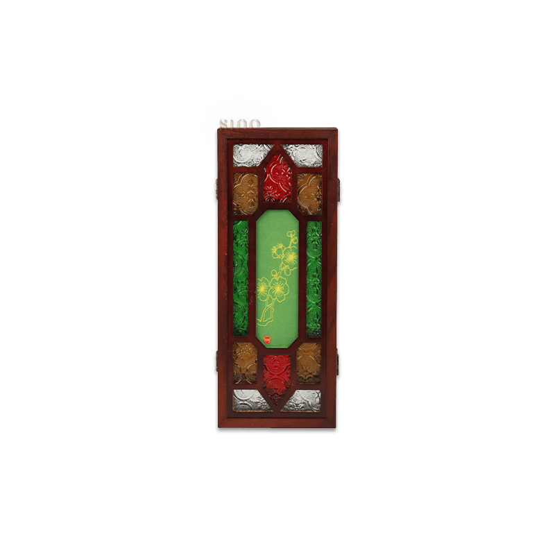 Hand-Embroidered Cantonese Mansion Window Ornament in Sandalwood Frame - SinoCultural -- BXL06WCS174A08