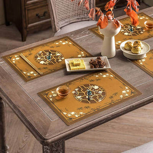 2-Piece Chinoiserie Vintage Classic Palace Style Thick Table Mat - SinoCultural -- TM043A3045