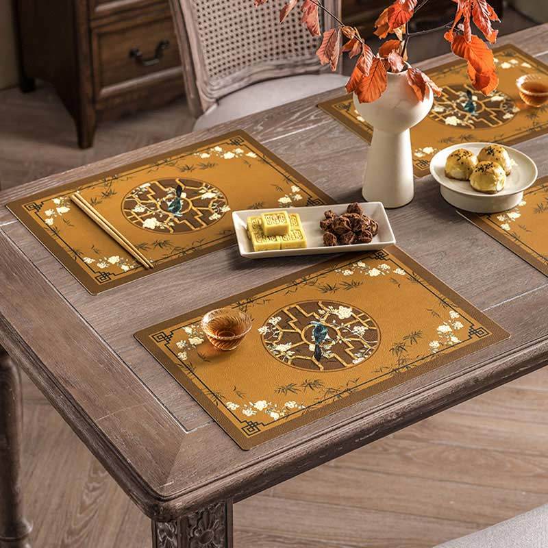 2-Piece Chinoiserie Vintage Classic Palace Style Thick Table Mat - SinoCultural -- TM043A3045