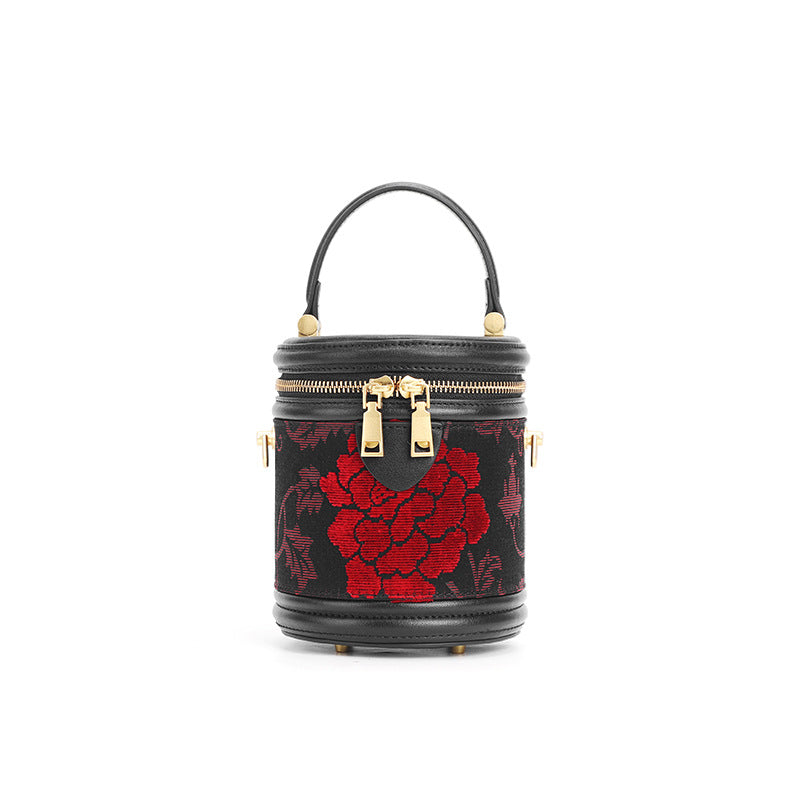 Zhang Rong Bag New Chinese Style Genuine Leather Bucket Bag