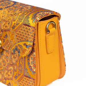 Song Brocade Leather Luxurious Clutch Handbag - SinoCultural -- W2144-4